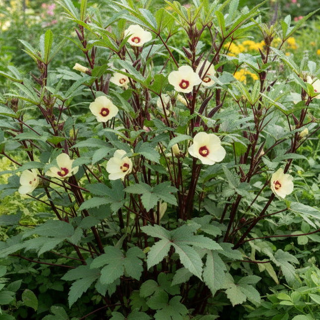 Okra Red Burgundy Seeds – Heirloom Ornamental Vegetable