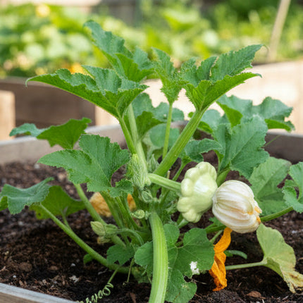 Squash White Bush Scallop Seeds – Heirloom Pattypan Classic